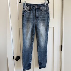 Judy Blue High Waist Contrast Wash Tummy Control Skinny Denim Jeans Size 9 A13